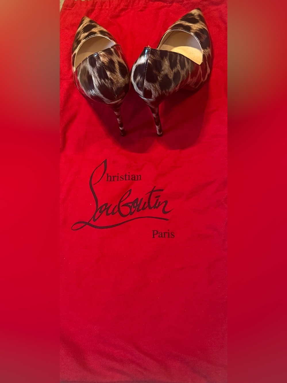 Christian Louboutin Leopard-Print Patent Pointed-Toe Pumps 38EU 8US - Picture 3 of 4